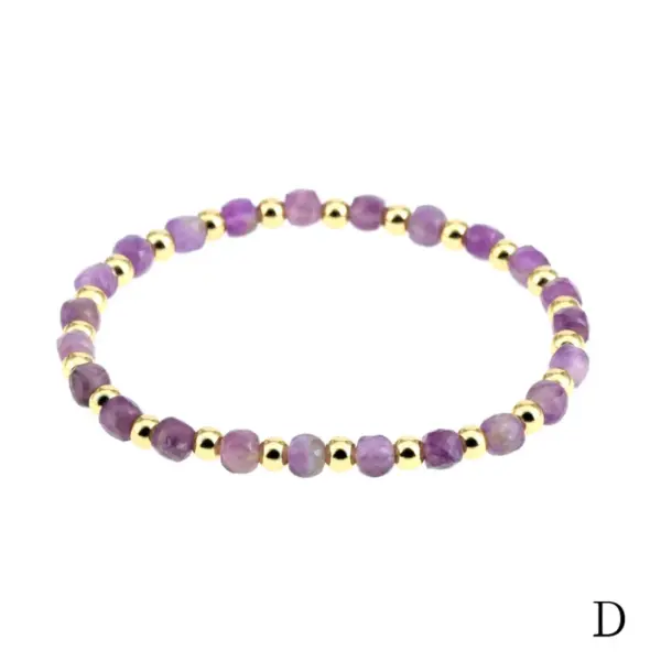 Wholesale Vintage Style Geometric Natural Stone Elastic String Golden Balls Woven Chain Bracelets In Bulk