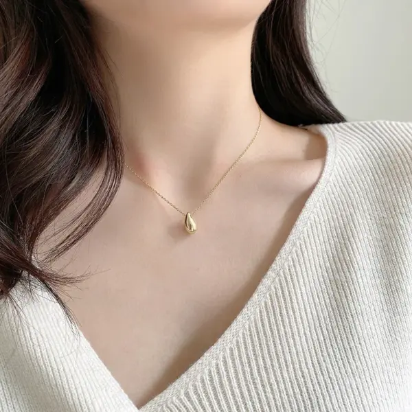 Wholesale Jewelry Sweet Water Droplets 304 Stainless Steel Plating Stainless Steel Necklaces