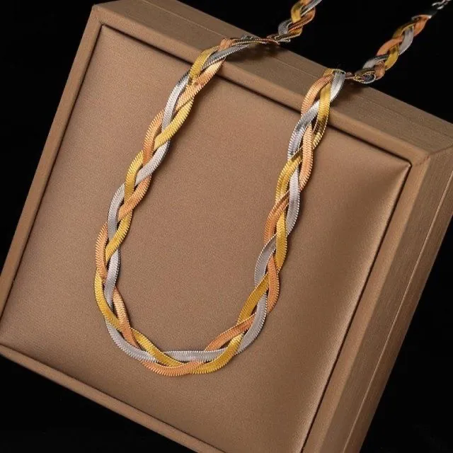 Wholesale Fashion Simple Style Geometric Titanium Steel Plating Braid Necklace