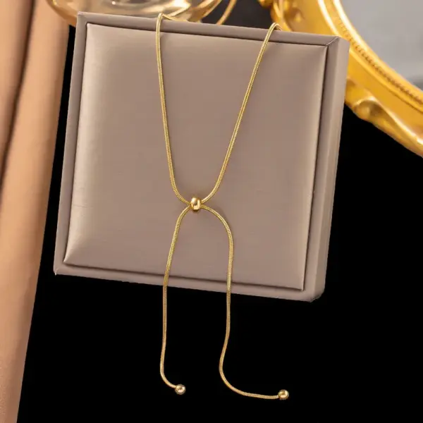 Simple Drawstring Necklace Round Beads Design 304 Stainless Steel Necklace