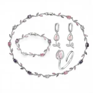 White Gold Purple Pink Diamond Set