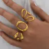 PVD Coated Real Gold Plated 18K Gold Geometric 304 Stainless Steel IG Style Casual Simple Style Waterproof Non Tarnish Open Rings