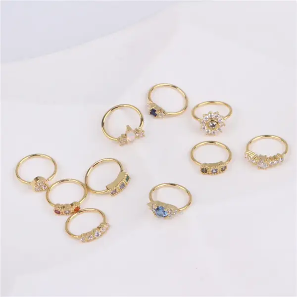 Wholesale Simple Style Round Heart Shape Flower Metal Plating Inlay Zircon Nose Ring 1 Piece