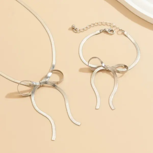 Modern Style Simple Style Bow Knot Copper Handmade Plating 18k Gold Plated Jewelry Set