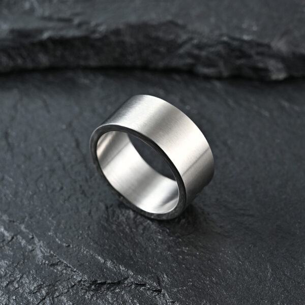 oly-4f96c698b55b34228c4fb02bd8895b16 Wholesale 10mm Wide Simple Inner and Outer Flat Matte Brushed Titanium Steel Ring Retro Sier Men's Trendy Hip-Hop Ring Bracelet