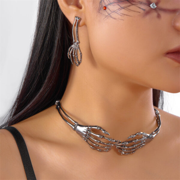 Wholesale Gothic dark style skull necklace earring