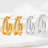 PVD Coated Real Gold Plated 16K Gold White Gold Plated Gold Plating Geometric 304 Stainless Steel Retro Streetwear Waterproof Non Tarnish Ear Studs