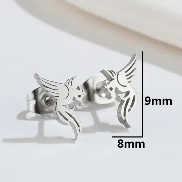Wholesale PVD Coated 18K Gold Real Gold Plated Phoenix 304 Stainless Steel Fashion Waterproof Non Tarnish Ear Studs