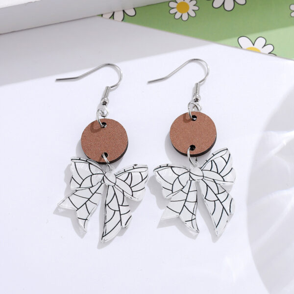 Wholesale Cross-border New Sports Style Ball Bow Round Pieces Stitching Pendant Earrings Acrylic Earrings Gift