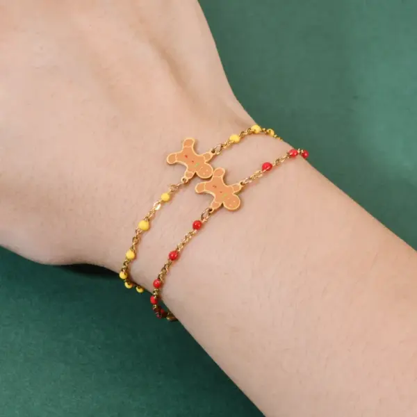 Wholesale Cartoon Style Cute Gingerbread Stainless Steel Bracelets In Bulk Christmas