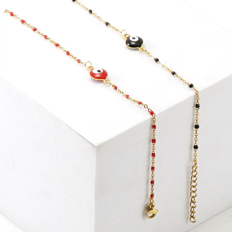 Wholesale PVD Coated 18K Gold Plated Round Devil'S Eye 304 Stainless Steel Simple Style Waterproof Non Tarnish 304 Stainless Steel Bracelets
