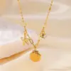 Wholesale 18K Gold Plated 304 Stainless Steel PVD Coated Pearl Starfish Shell Plating Inlay Paperclip Chain Cable Chain Rings Earrings Necklace