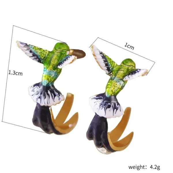 Hummingbird Bird Copper Cute Enamel Earrings Ear Studs