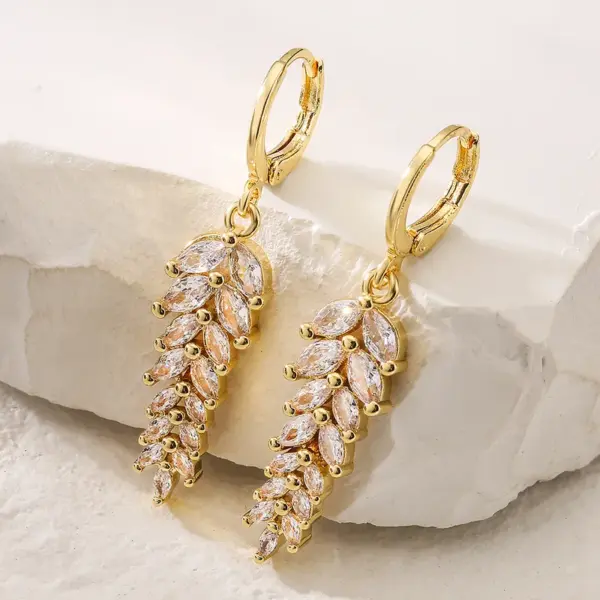 Wholesale 1 Pair Simple Style Leaf Copper Earrings