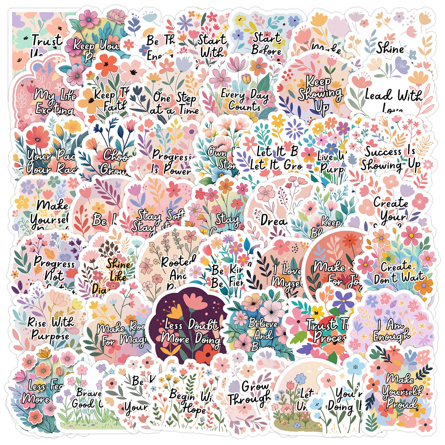 Wholesale DIY Wraps For Craft Floral motivational phrase doodle sticker