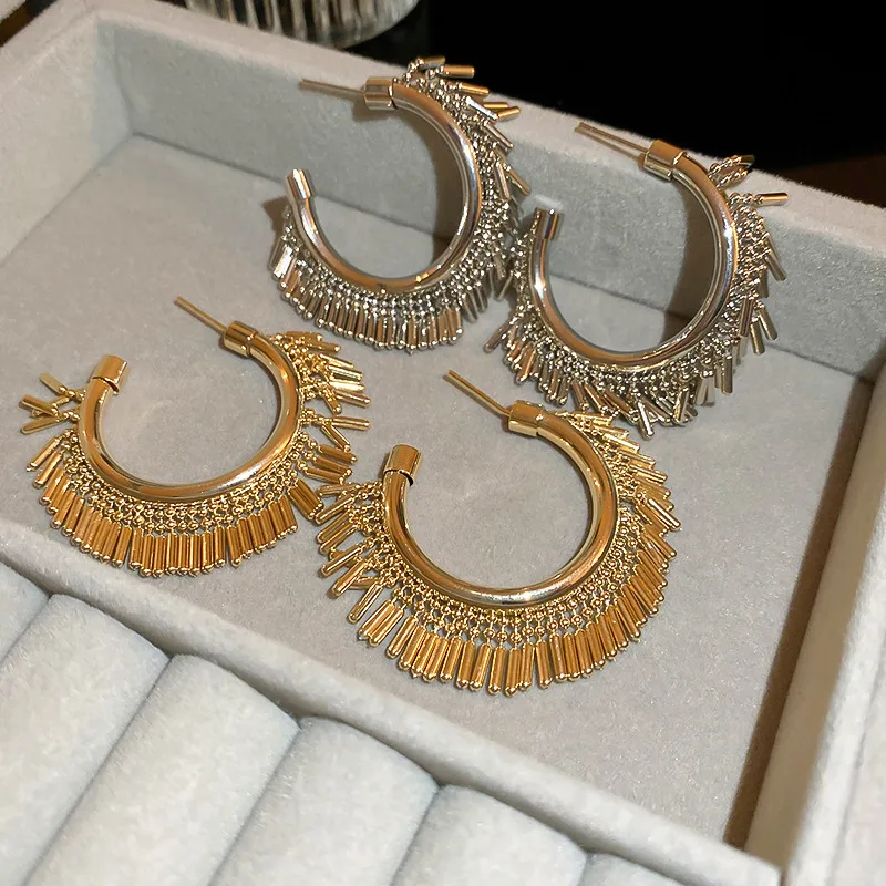 Wholesale 1 Pair Retro Exaggerated C Shape Plating Copper 18k Gold Plated Ear Studs