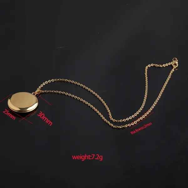Wholesale Jewelry Modern Style Classic Style IG Style Round Customization Laser Engraving 304 Stainless Steel Plating Pendant Necklace