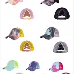 Wholesale 2021 tie-dye baseball cap foreign trade Women's cap female summer tie-dye cross baseball cap back opening hat