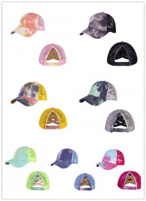Wholesale 2021 tie-dye baseball cap foreign trade Women's cap female summer tie-dye cross baseball cap back opening hat