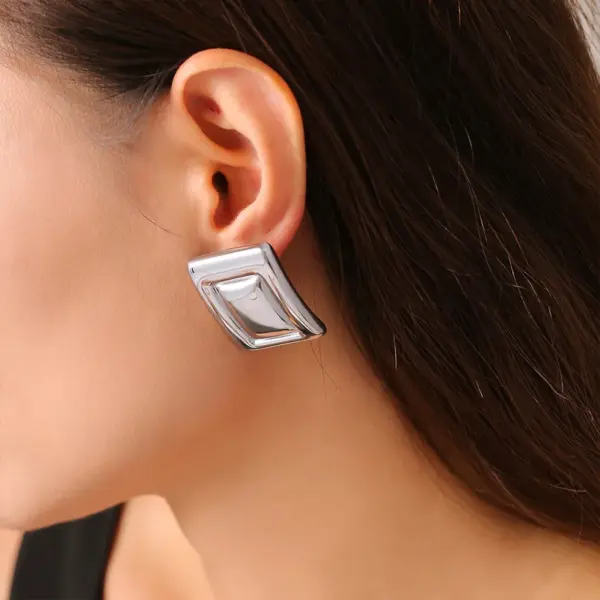 Wholesale PVD Coated Real Gold Plated 18K Gold Rectangle 304 Stainless Steel Elegant Retro Roman Style Waterproof Non Tarnish Ear Studs