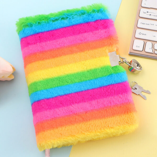 oly-4fbe8a74101aa79eae21fe22a07e40ba Wholesale Japanese and Korean new A5 rainbow plush notebook hand book creative notebook student gift prize notebook diary