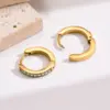 Wholesale PVD Coated Real Gold Plated 14K Gold Round 304 Stainless Steel Elegant Waterproof Non Tarnish 304 Stainless Steel Hoop Earrings