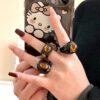 Wholesale brown imitation tiger eye round square geometric resin ring simple ring tide
