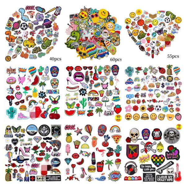 Wholesale New Cross-Border Hot-Selling Patch Set Embroider Patch Combination Embroider Stamp Cartoon Patch Animal Smiley Face Cloth Patch