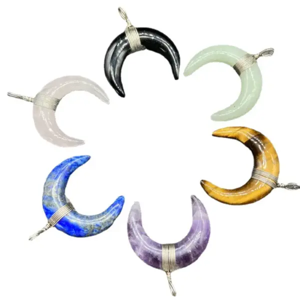 Wholesale Fashion Moon Crystal Polishing Pendant Necklace 1 Piece
