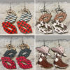 Wholesale Colorblock Western Cowboy Leopard Print Earrings