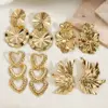 Wholesale Vacuum Plated Gold 201 Stainless Steel Round Wing Heart Flower Earrings Fashionable Elegant Casual Versatile All Seasons