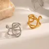 Wholesale Ion Plating (IP) 18K Gold Plated Oval 304 Stainless Steel Simple Style Waterproof Non Tarnish Open Rings