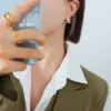 Wholesale French Style Geometric Plating 304 Stainless Steel No Inlaid 18K Gold Plated Earrings