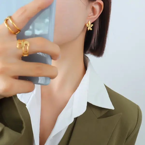 Wholesale French Style Geometric Plating 304 Stainless Steel No Inlaid 18K Gold Plated Earrings