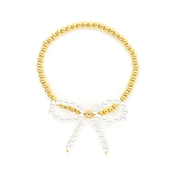 Wholesale Simple Style Classic Style Bow Knot Imitation Pearl Copper Wholesale Bracelets