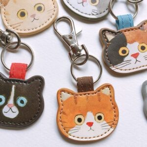 Wholesale Japanese ECOUTE Kitten Series Keychain Eminette Cute Leather Key Ring Decorative Bag Pendant