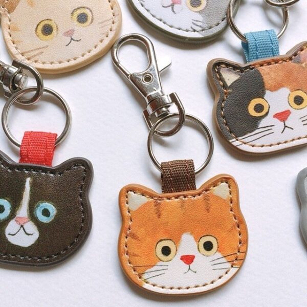 Wholesale Japanese ECOUTE Kitten Series Keychain Eminette Cute Leather Key Ring Decorative Bag Pendant