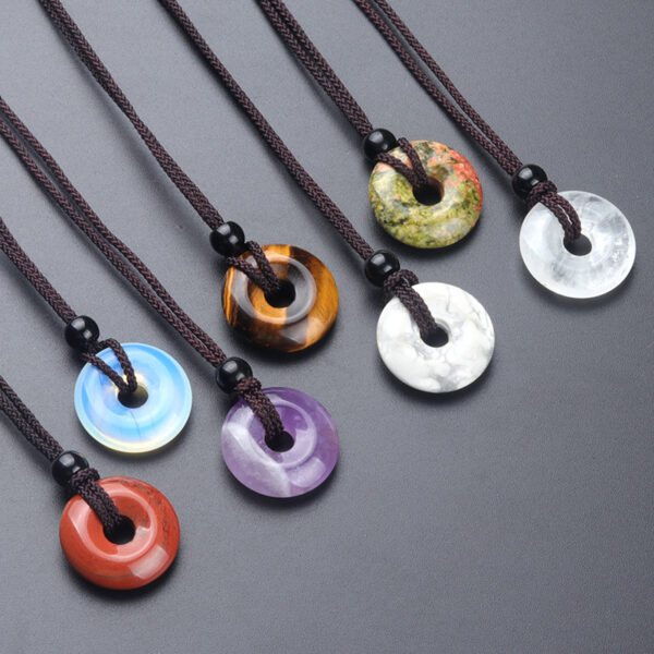Wholesale Crystal Agate Stone Peace Buckle Necklace