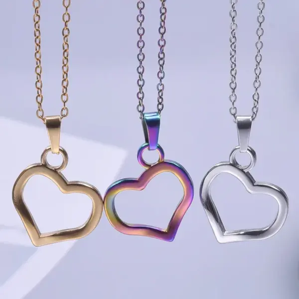 Ion Plating (IP) Real Gold Plated 18K Heart Shape 304 Stainless Steel Casual Sweet Waterproof Non Tarnish Charms Pendant Necklace