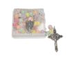 Wholesale 8mm frosted colorful beads cross necklace