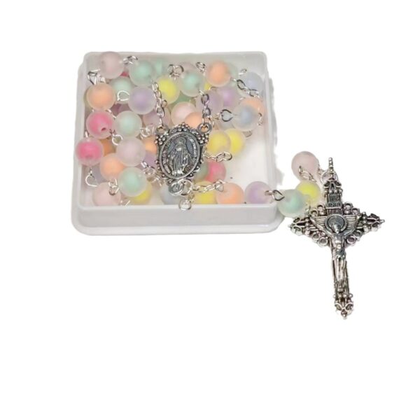 Wholesale 8mm frosted colorful beads cross necklace