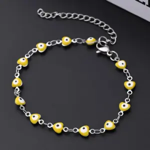 Yellow Eye Bracelet (Stainless Steel) / 10X5mm (Length: 160+50mm) / 1 Strand/Package
