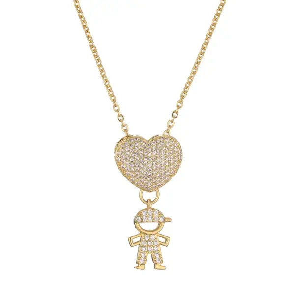 Wholesale Ig Style Simple Style Human Heart Shape Copper Gold Plated Zircon Pendant Necklace In Bulk