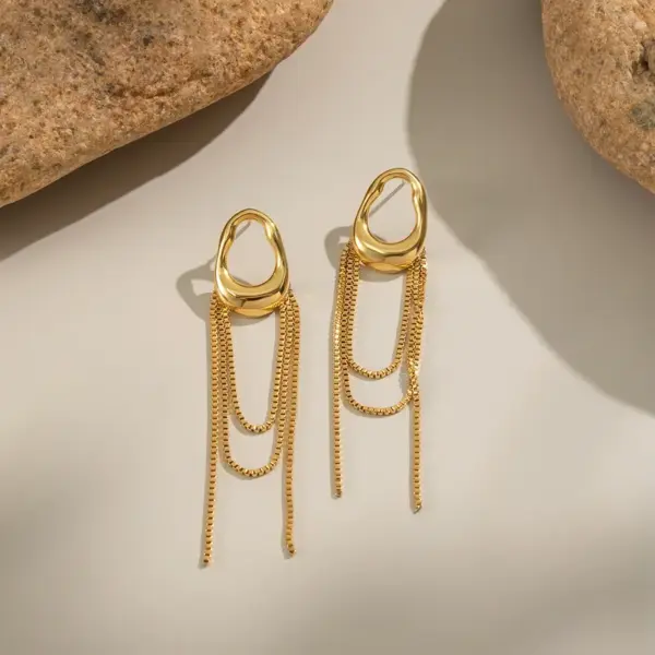 PVD Coated Real Gold Plated 18K Gold Solid Color 304 Stainless Steel Sweet Artistic Waterproof Non Tarnish Drop Earrings