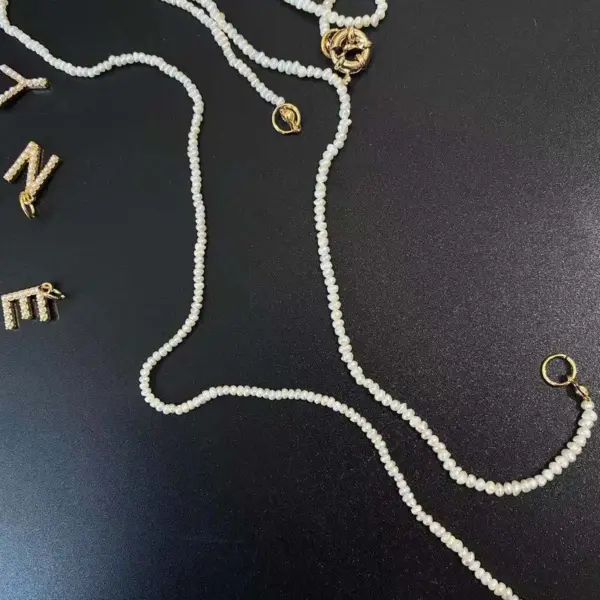 Wholesale Jewelry Fashion Letter Imitation Pearl Freshwater Pearl Copper Necklace