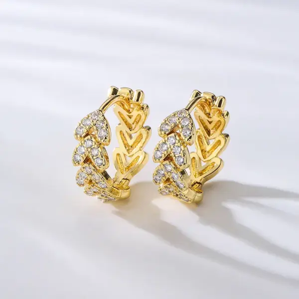 Wholesale 1 Pair Fashion Smile Face Gold Plated Copper Zircon Gold Plated Hoop Earrings