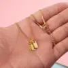 Wholesale 304 Stainless Steel Rectangle Ion Plating (IP) 18K Real Gold Plated Simple Style Waterproof Non Tarnish Box Chain Rose Gold Gold Silver Pendant Necklace