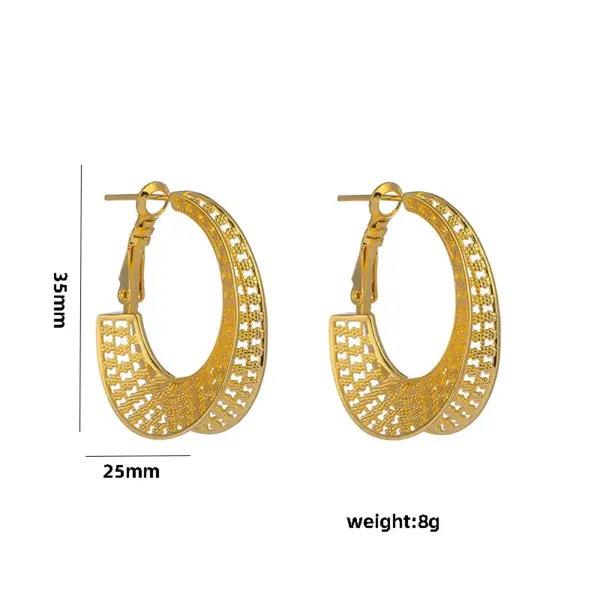 Wholesale PVD Coated Real Gold Plated C Shape Geometric Stainless Steel Casual Elegant Waterproof Non Tarnish Ear Studs