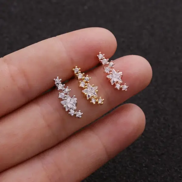 Copper Ear Cartilage Rings & Studs Leaf Waterproof Non Tarnish Surgical Steel