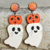 Wholesale Halloween Cute Pumpkin Wooden Earrings